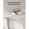 imageDreo Ceiling Fans with Lights 12 Speeds ampamp 3 Fan Modes Quiet DC Motor Low Profile Easy to Install Flush Mount Smart Ceiling Fan with Dimmable LED 12H Timer for Bedroom Remote White 44Silver