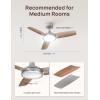 imageDreo Smart Ceiling Fans with Lights 42 Inch Black Ceiling Fan 12 Speeds ampamp 3 Fan Modes Stepless Color Tones Dimmable LED Light 112H Timer Quiet DC Motor RemoteAPPAlexaWall Switch ControlGrey