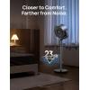 imageDreo Standing Fan 120120Omnidirectional Oscillating Fan For Bedroom 85 ft Circulator With Remote DC Motor Quiet Pedestal Fans Adjustable Height 8 Speeds 3 Modes 8H Timer Home PolyFan 502Silver