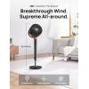 imageDreo Standing Fan 120120Omnidirectional Oscillating Fan For Bedroom 85 ft Circulator With Remote DC Motor Quiet Pedestal Fans Adjustable Height 8 Speeds 3 Modes 8H Timer Home PolyFan 502Black