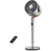 imageDreo Standing Fan 120120Omnidirectional Oscillating Fan For Bedroom 85 ft Circulator With Remote DC Motor Quiet Pedestal Fans Adjustable Height 8 Speeds 3 Modes 8H Timer Home PolyFan 502Silver