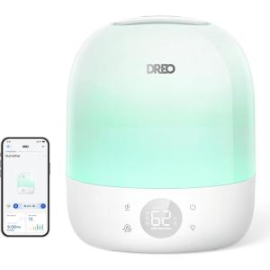 imageDREO Humidifiers for Bedroom Baby HM409S Ultra Quiet 28dB ampamp 3L Top Fill Cool Mist Humidifier for Nursery Smart Air humidifier for Plants Indoor 1500 RGB Night Light ampamp Sleep Routine TrainerWhite