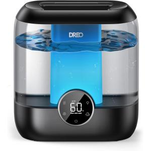 imageDreo 6L Top Fill Humidifiers for Bedroom 60H Runtime 28 dB Quiet Supersized Cool Mist Air Humidifiers for Large Room Baby Nursery Plant Indoor Night Light Easy to Clean Precise Humidity ControlBlack