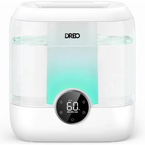 imageDreo 6L Top Fill Humidifiers for Bedroom 60H Runtime 28 dB Quiet Supersized Cool Mist Air Humidifiers for Large Room Baby Nursery Plant Indoor Night Light Easy to Clean Precise Humidity ControlWhite