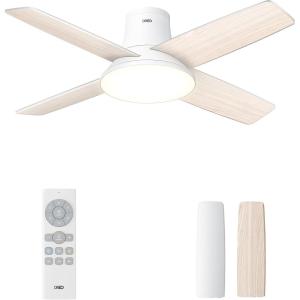imageDreo Ceiling Fans with Lights 44 Low Profile Black Ceiling Fan with Remote Control for Bedroom 6Level Dimmable Lighting ampamp 5Color Tone 6 Speeds Reversible DC Motor Easy Installation TimerWhite