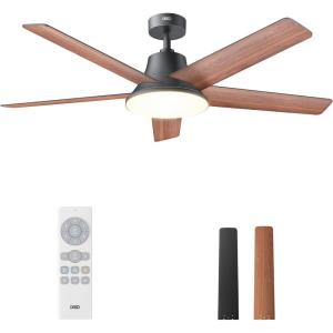 imageDreo Ceiling Fans with Lights 52 Inch 6 Speeds 5 Color Tones Dimmable LED Quiet Reversible DC Motor Remote 8H Timer Black Ceiling Fan for Bedroom Living Room Easy to InstallBlack