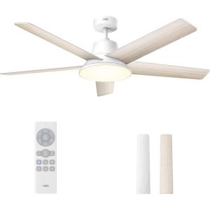 imageDreo Ceiling Fans with Lights 52 Inch 6 Speeds 5 Color Tones Dimmable LED Quiet Reversible DC Motor Remote 8H Timer Black Ceiling Fan for Bedroom Living Room Easy to InstallWhite