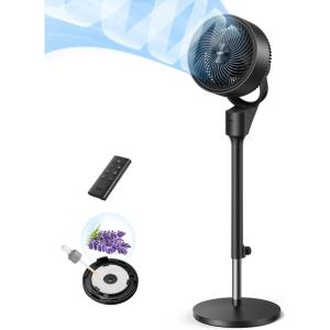 imageDreo Fan for Bedroom 80 Oscillating Standing Fan 25dB Quiet 80ft Pedestal Fans for Home Office 90 Manual Vertical 3 Speeds Remote 3441quot Adjustable Height Air CirculatorBlack