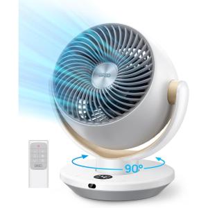 imageDreo Fan for Bedroom Desk Air Circulator Fans with Remote 11 Inch Table Fan for Whole Room 60ft Powerful Airflow 120 Vertical Manual and 90 Oscillating 4 Speeds 8H Timer 28dB Quiet HomeWhite