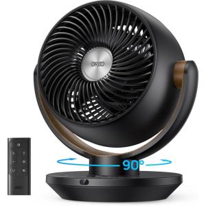 imageDreo Fan for Bedroom Desk Air Circulator Fans with Remote 11 Inch Table Fan for Whole Room 60ft Powerful Airflow 120 Vertical Manual and 90 Oscillating 4 Speeds 8H Timer 28dB Quiet HomeBlack