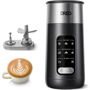 imageDreo Milk Frother 8in1 Electric Frother for Latte Art Coffee 9oz270ml Warm and Cold Foam Automatic Frothers for Dairy and NonDairy Milk LED Easy to Clean BaristaMaker AirBlack