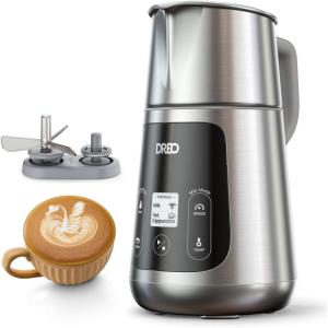 imageDreo Milk Frother Upgraded Allin1 Electric Foam Maker for Coffee 15oz450ml Automatic Foam Frother for Latte Artlevel Microfoam 30 Drinks Dishwasher Safe Easy to Clean LED displaySliver Grey