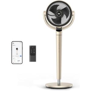imageDreo Oscillating Fan for Bedroom150120 OmniDirectional Quiet Floor Fans with Smart Control 110ft Pedestal Fan with DC Motor 9 Speeds 6 Modes 43 Inches 12H Timer WiFiVoiceAlexaGold