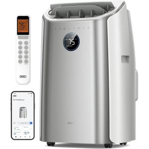 imageDreo Portable Air Conditioners 12000 BTU AC Unit for Bedroom with Drainagefree Cooling 46dB Quiet APPVoiceRemote 24h Timer with Fan ampamp Dehumidifier Smart Standing AC for Room Indoors AC515SSilver