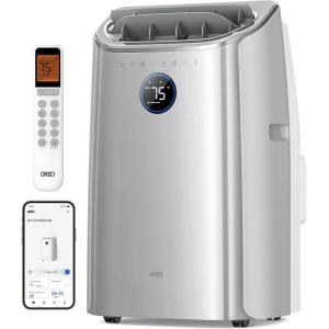 imageDreo Portable Air Conditioners 12000 BTU AC Unit for Bedroom with Drainagefree Cooling 46dB Quiet APPVoiceRemote 24h Timer with Fan ampamp Dehumidifier Smart Standing AC for Room Indoors AC515SGray