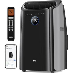 imageDreo Portable Air Conditioners 12000 BTU ASHRAE 8000 BTU DOE Smart AC Unit for Room with Drainagefree Cooling APPVoiceRemote Fan ampamp Dehumidifier Quiet Standing AC for Bedroom AC515S NewBlack