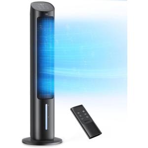 imageDreo Portable Air Conditioners Fan 40 Standing Fans that Blow Cold Air Portable AC80 Oscillating Evaporative Air CoolerRemovable Water Tank Ice Packs Remote Control 4 Speeds 7H Timer BlackBlack