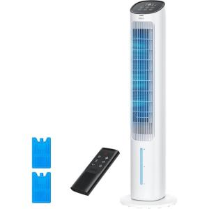 imageDreo Portable Air Conditioners Fan 40 Standing Fans that Blow Cold Air Portable AC80 Oscillating Evaporative Air CoolerRemovable Water Tank Ice Packs Remote Control 4 Speeds 7H Timer WhiteWhite