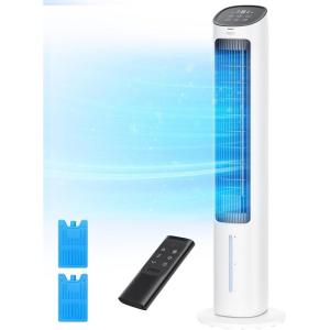 imageDreo Portable Air Conditioners Fan 40 Standing Fans that Blow Cold Air Portable AC80 Oscillating Evaporative Air CoolerRemovable Water Tank Ice Packs Remote Control 4 Speeds 7H Timer BlackWhite and Black