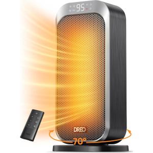 imageDreo Quiet Space Heater 1500W Portable Heaters for Indoor Use with Remote 70 Oscillation Fast and Safety Electric PTC Ceramic for Desk Office Bedroom 12H TimerSilver
