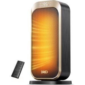 imageDreo Quiet Space Heater 1500W Portable Heaters for Indoor Use with Remote 70 Oscillation Fast and Safety Electric PTC Ceramic for Desk Office Bedroom 12H TimerGold