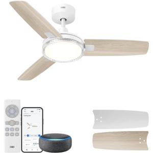 imageDreo Smart Ceiling Fans with Lights 42 Inch Black Ceiling Fan 12 Speeds ampamp 3 Fan Modes Stepless Color Tones Dimmable LED Light 112H Timer Quiet DC Motor RemoteAPPAlexaWall Switch ControlWhite