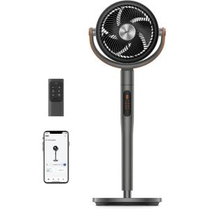 imageDreo Smart Fan for Bedroom 120105 Omnidirectional Oscillating Standing Fans with Remote 100ft Quiet Floor Fan for Room WiFiVoiceAlexa 6 Modes 8 Speeds 3743 Height 12H Timer DC MotorGrey