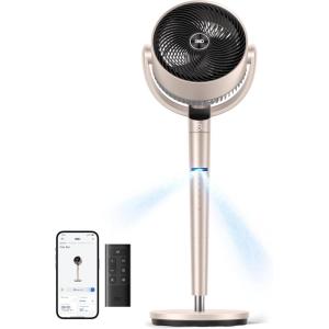 imageDreo Smart Fan for Bedroom Positionbased Oscillation 150120 3D Oscillating Fan 110ft Pedestal Fans with WiFiVoiceRemote Standing Fans Work with AlexaGoogle 9 Speeds 6 Modes 25dB SilverStarlight