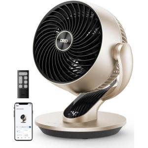 imageDreo Smart Fan for Bedroom120 Vertical and 90 Oscillating Fan with RemoteVoice 13 Inch Height Quiet Air Circulator for Whole Room 70 ft 4 Speeds 5 Modes 12H Timer Desk Fans for Home OfficeGold