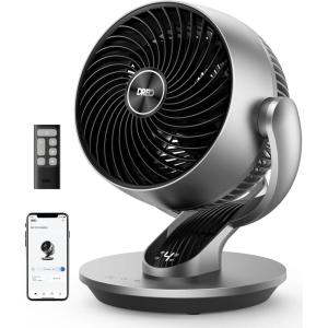 imageDreo Smart Fan for Bedroom120 Vertical and 90 Oscillating Fan with RemoteVoice 13 Inch Height Quiet Air Circulator for Whole Room 70 ft 4 Speeds 5 Modes 12H Timer Desk Fans for Home OfficeSilver