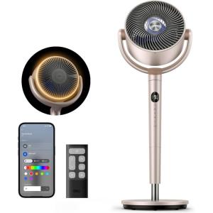 imageDreo Smart Fans for Bedroom 120 120 OmniDirectional Oscillating Fan 90ft Quiet Pedestal Fan with RGB Light 9 Speeds 6 Modes 20dB 8H Timer WiFiVoice 3742quot Floor Fans with Remote Silverstarlight