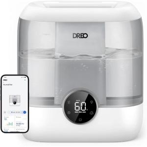 imageDreo Smart Humidifiers for Bedroom 6L Top Fill Supersized Cool Mist Humidifier for Large Room 60 Hour Runtime Quiet Ultrasonic Humidifier for Plants Baby Indoor Home Night Light BlackGray