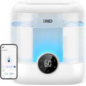 imageDreo Smart Humidifiers for Bedroom 6L Top Fill Supersized Cool Mist Humidifier for Large Room 60 Hour Runtime Quiet Ultrasonic Humidifier for Plants Baby Indoor Home Night Light BlackWhite