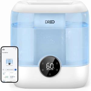 imageDreo Smart Humidifiers for Bedroom 6L Top Fill Supersized Cool Mist Humidifier for Large Room 60 Hour Runtime Quiet Ultrasonic Humidifier for Plants Baby Indoor Home Night Light BlackBlue