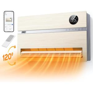 imageDreo Smart Wall Heater Electric Space Heater for Bedroom 1500W 120 Vertical Oscillation Adjustable Thermostat Remote Control 24H Timer EasyMount Heater for Indoor Use Works with Alexa WH719SWooden