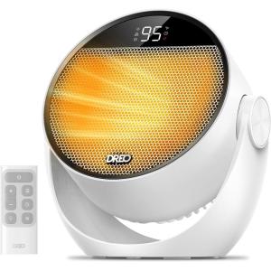 imageDreo Space Heater 1500W 60 Adjustable Tilt 105fts Portable Electric Heaters for Indoor Use with Thermostat 8 Safety Protections 3 Modes Remote Quiet Desk Heater for Bedroom Office BlackWhite