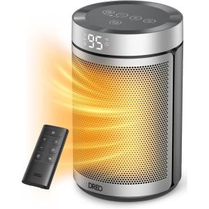 imageDreo Space Heater Portable Electric Heaters for Indoor Use with Thermostat and Remote 2024 Upgraded Digital Display 12H Timer 5 Mode 1500W PTC Ceramic Fast Safety Heat for Office Bedroom HomeSilver