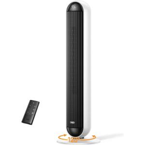 imageDreo Tower Fan and Heater Combo 292fts Standing Fans for Bedroom 17 Levels 6 Modes 120 Oscillation 42 Inch 12H Timer 25dB Quiet with Remote for Office Large Room SilverWhite