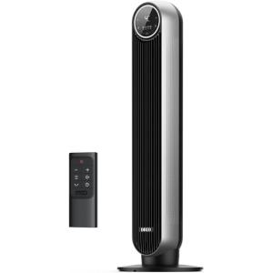 imageDreo Tower Fan for Bedroom 25fts Velocity Quiet Floor Fan 90 Oscillating Fans for Indoors with 4 Speeds 4 Modes 8H Timer Standing Fans Bladeless Fan Black Nomad One DRHTF007Silver