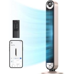 imageDreo Tower Fan for Bedroom Upgraded DC 9 Speeds 25dB UltraQuiet Floor Fan 90 Oscillating Fans with 28fts Velocity 12H Timer Standing Fan Bladeless Fan Powerful for Home Office RoomStarlight