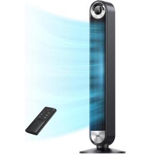 imageDreo Tower Fan for Bedroom Upgraded DC 9 Speeds 25dB UltraQuiet Floor Fan 90 Oscillating Fans with 28fts Velocity 12H Timer Standing Fan Bladeless Fan Powerful for Home Office RoomBlack