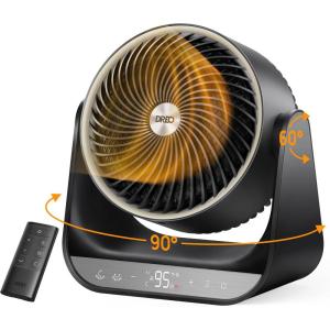 imageDreo Whole Room Heater 714 60 Vertical ampamp 90 Horizontal 3D Oscillating Heating 12 fts LongRange Circulator 3 Heat ampamp 3 Fan Settings Space Heaters for Indoor Use Bedroom Office BlackBlack
