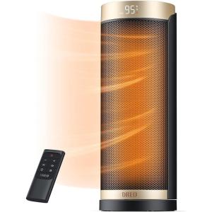 imageDreo Space Heater 1500W Electric Heaters for Indoor Use with Thermostat 70 Oscillation 8 Safety Protections 5 Modes Remote 12H Timer Quiet Portable Heater for Office Bedroom Large RoomGold