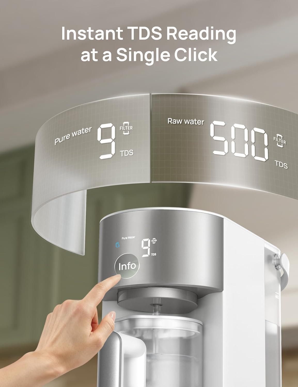 imageDREO Reverse Osmosis Water Filter Countertop RO Filtration System 31 Pure to Drain TDS amp Filter Life amp Autofill Pitcher InstallationFree SelfCleaning Water Purifier RO Water Filter 112 3L