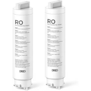 imageDREO 2Pack Reverse Osmosis Filter Replacement for DREO RO Water Filter 112 amp 113 amp 114 amp 115 Removes 9999 of Contaminants including PFOA PFOS Chlorine 612 Month per Cartridge SGS Tested