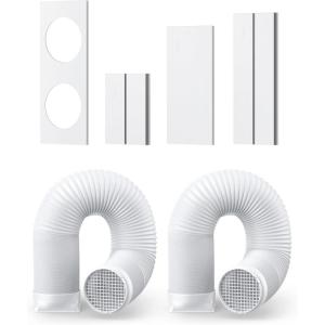 imageDREO Adjustable Portable Air Conditioner Window Vent Kit for Dual Hose with 59 Inch Exhaust Duct Upgraded Seamless Window Panel Kit for Sliding Windows Doors Compatible with AC318S amp AC319S