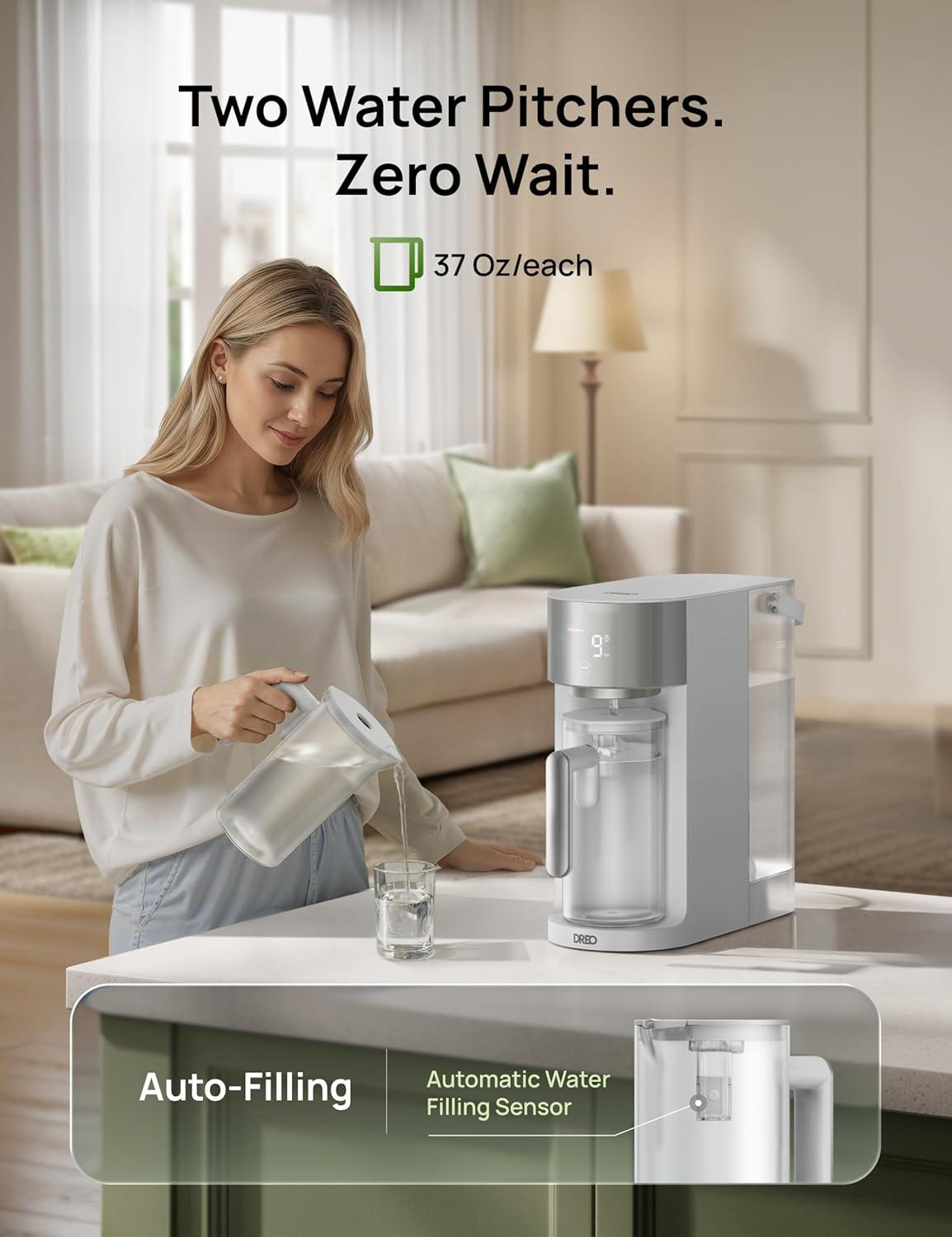 imageDREO Reverse Osmosis Water Filter Countertop RO Filtration System 31 Pure to Drain TDS amp Filter Life amp Autofill Pitcher InstallationFree SelfCleaning Water Purifier RO Water Filter 112 3LGray