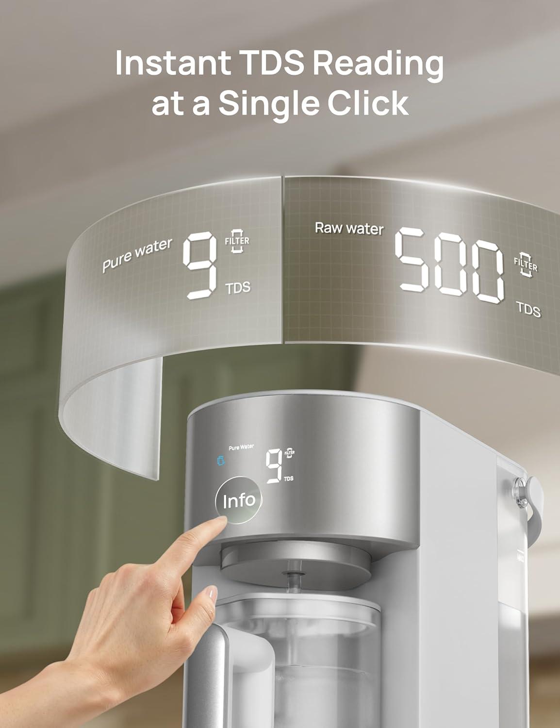 imageDREO Reverse Osmosis Water Filter Countertop RO Filtration System 31 Pure to Drain TDS amp Filter Life amp Autofill Pitcher InstallationFree SelfCleaning Water Purifier RO Water Filter 112 3LGray