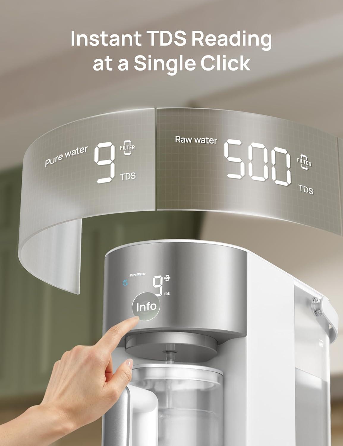 imageDREO Reverse Osmosis Water Filter Countertop RO Filtration System 31 Pure to Drain TDS amp Filter Life amp Autofill Pitcher InstallationFree SelfCleaning Water Purifier RO Water Filter 112 3LWhite