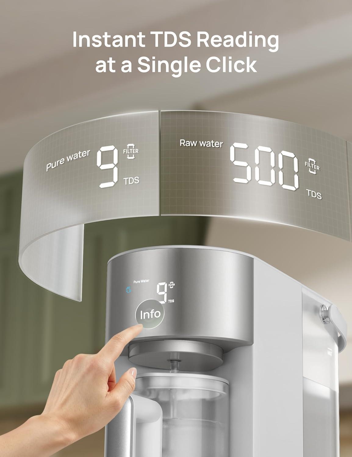 imageDREO Reverse Osmosis Water Filter Countertop RO Filtration System 31 Pure to Drain TDS amp Filter Life amp Autofill Pitcher InstallationFree SelfCleaning Water Purifier RO Water Filter 112 3LGray